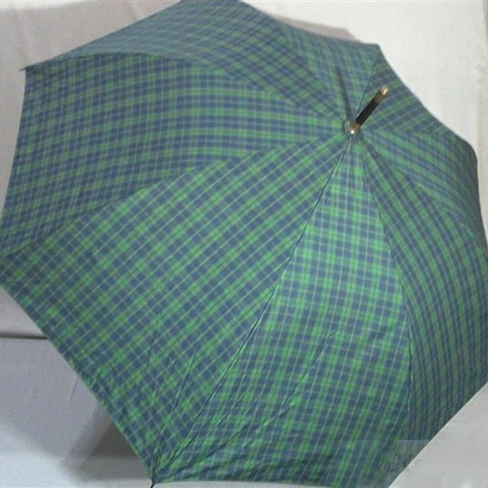 50" Auto Open Classic Italian Wood Stick Umbrella Blackwatch